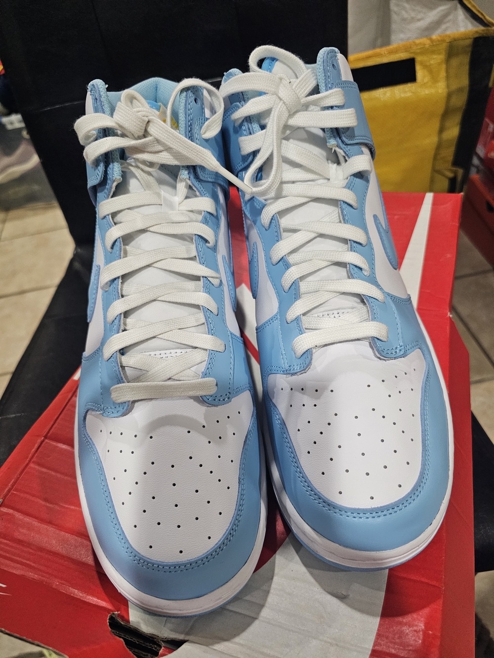 Men's High-Top Sneakers in Light Blue and White
